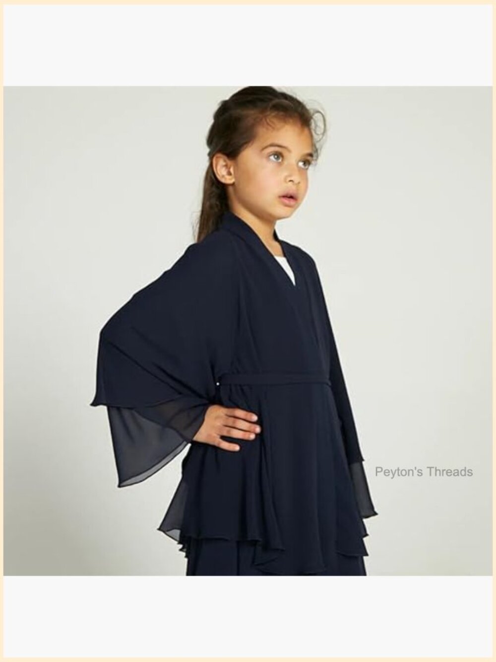 Girls Muslim Open Front Cardigan Abaya Dress Kaftan Maxi - Picture 4 of 6
